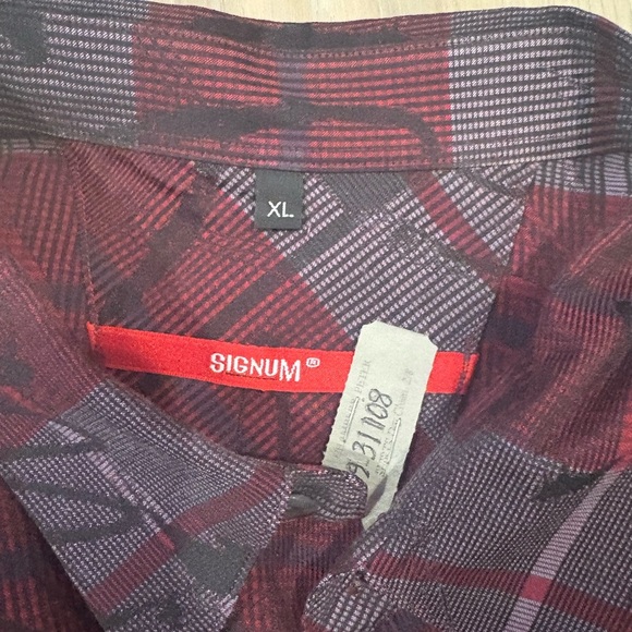 Red and Gray Casual Button Down Shirt with Horizontal Stripes - Picture 2 of 7